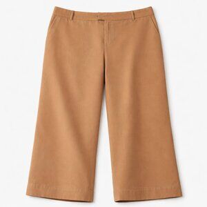 Lane Bryant Wide Leg Cropped Trousers Camel Brown Size 28 Plus Cotton Stretch